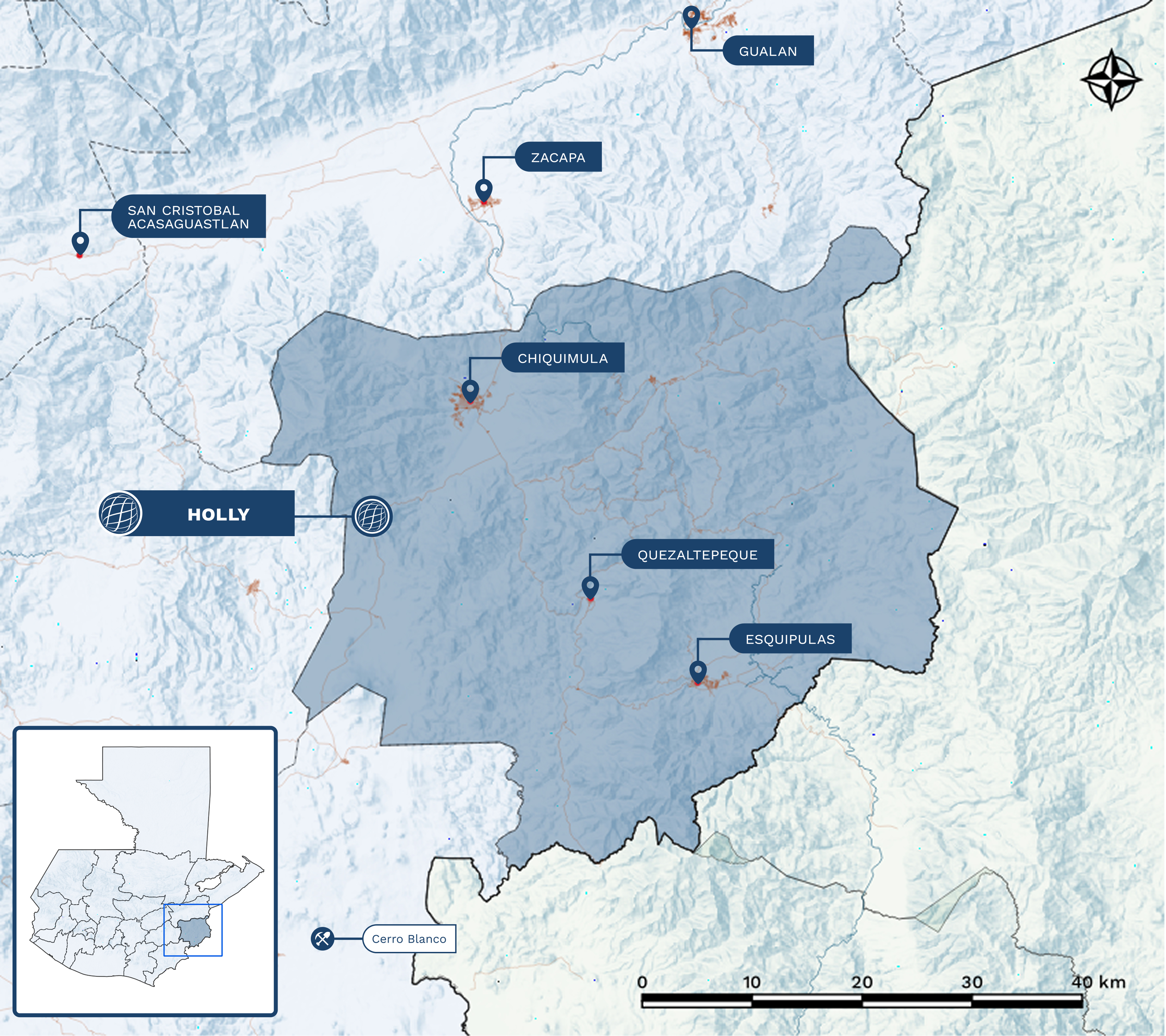 Holly property map, southeast Guatemala